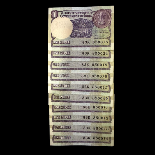Rs 1 Old Note Big Coin Set of 10 Governor M Narasimham Set - Collection Bazzar