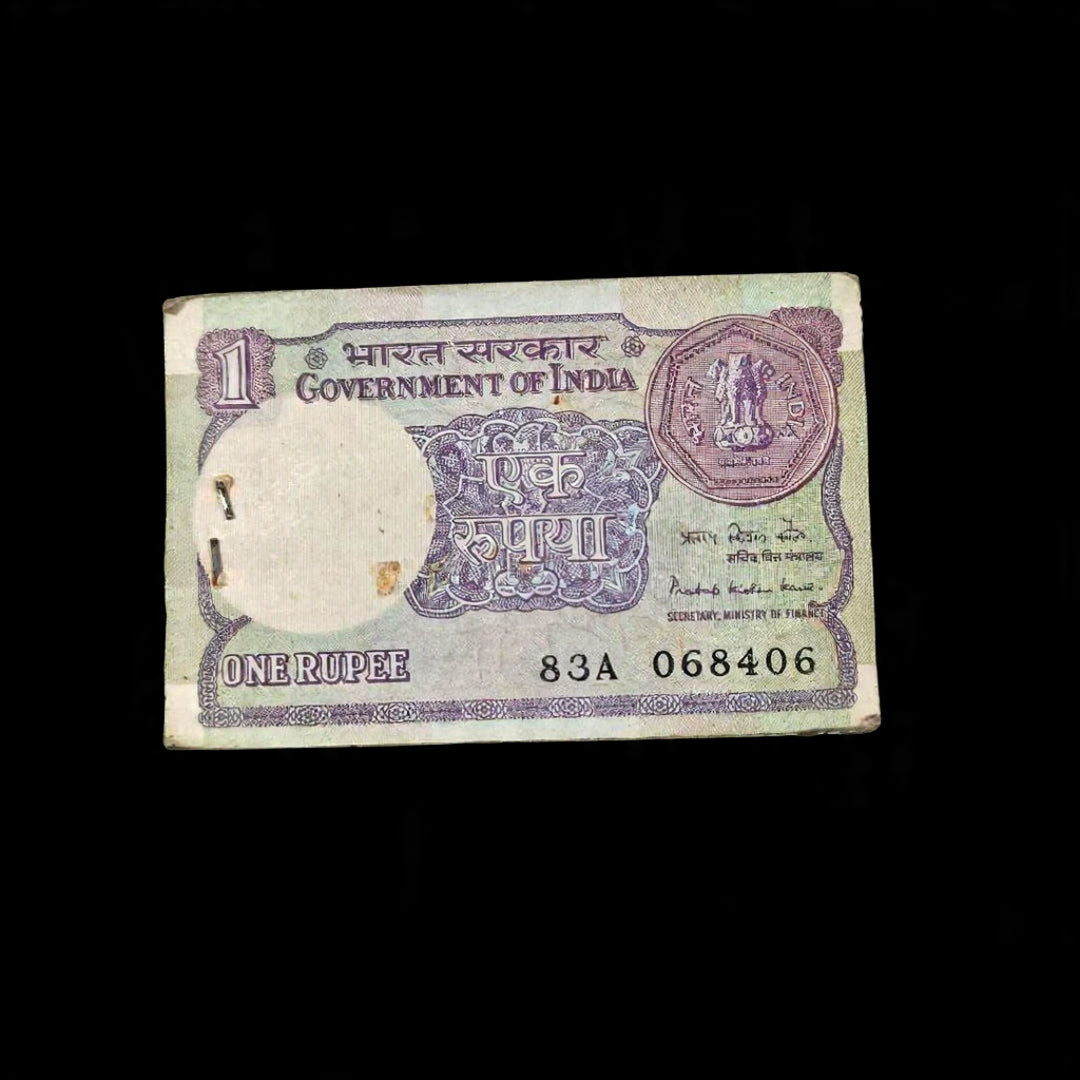 Rs 1 Old Note Packet Serial 068406 Pratap Kishen Kaul 95 Notes - Collection Bazzar