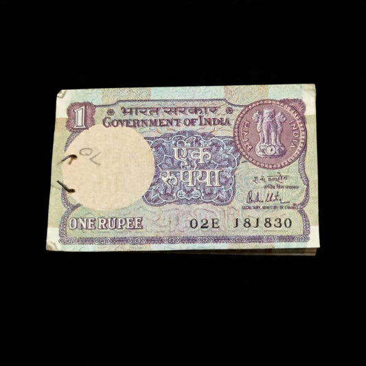 Rs 1 Old Note Packet Serial 181830 R N Malhotra 69 Note Serial 1981 - Collection Bazzar