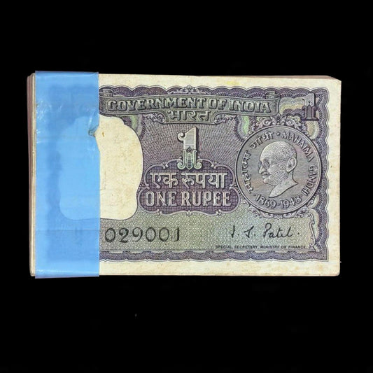 Rs 1 Old Notes Packet - Governor I.G. Patel - Serial 029001 - 029100 - Collection Bazzar