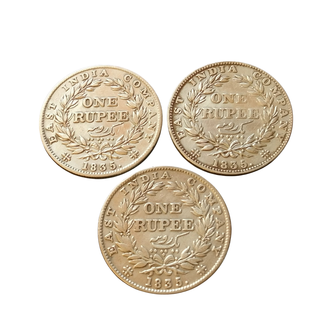 Rs 1 Coin Set of 3 antique silver coins British 1835 King William | Different mint mark collection - Collection Bazzar