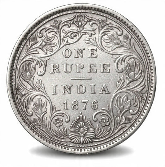 Rs 1 Silver Coin 1876 British India - Victoria Queen - Collection Bazzar