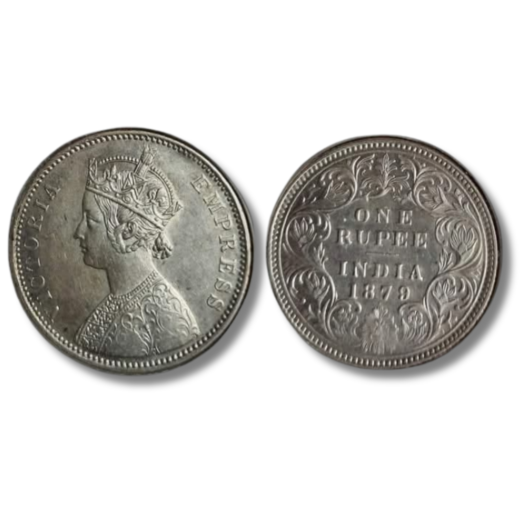 Rs 1 Coin 1879 British indian Silver One Rupee Coin Of Victoria Empress Minted From Bombay In - Collection Bazzar