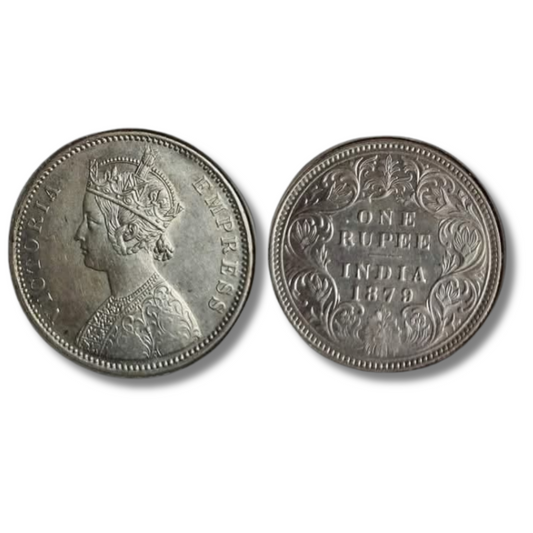 Rs 1 Coin 1879 British indian Silver One Rupee Coin Of Victoria Empress Minted From Bombay In - Collection Bazzar