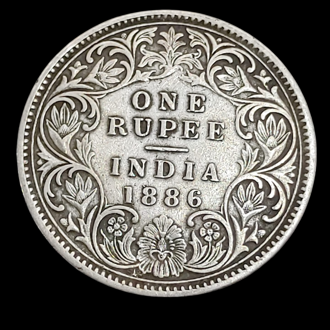 Rs 1 Silver Coin 1886 British India - Victoria Empress - Collection Bazzar