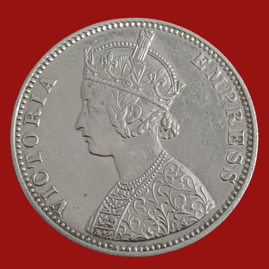 Rs 1 Silver Coin 1887 British India - Victoria Empress - Collection Bazzar