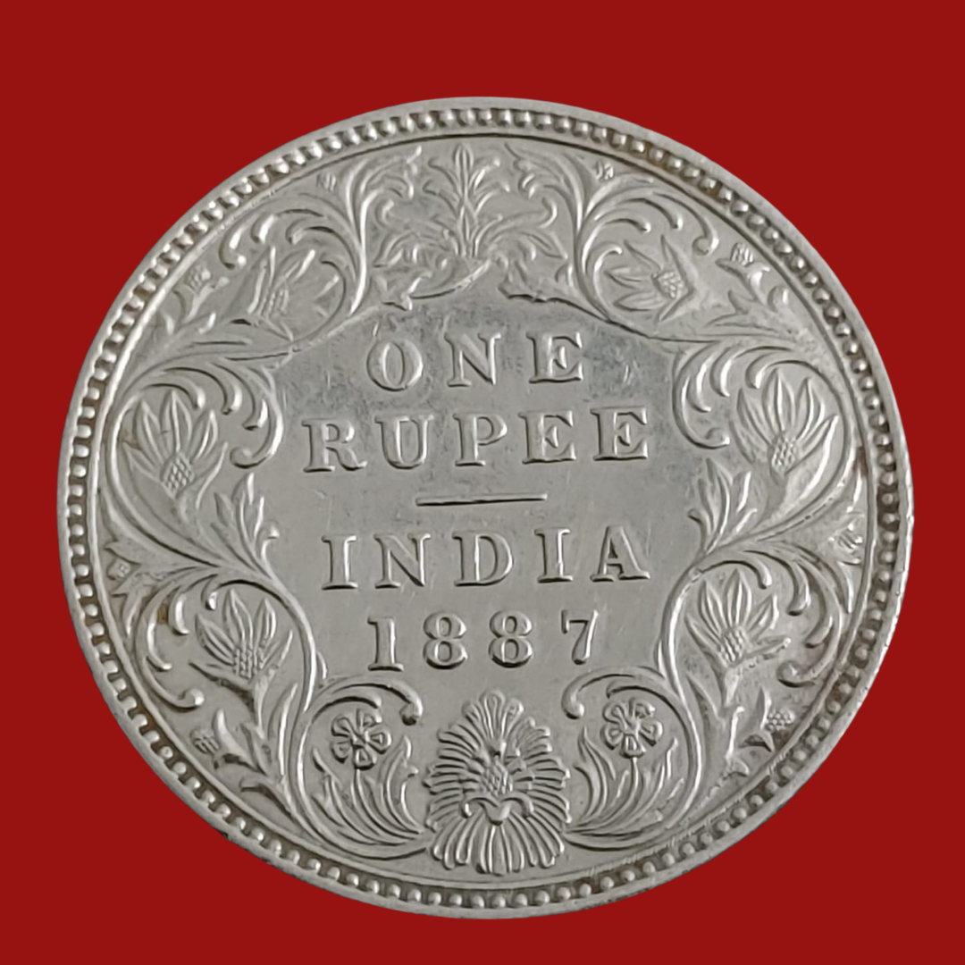 Rs 1 Silver Coin 1887 British India - Victoria Empress - Collection Bazzar