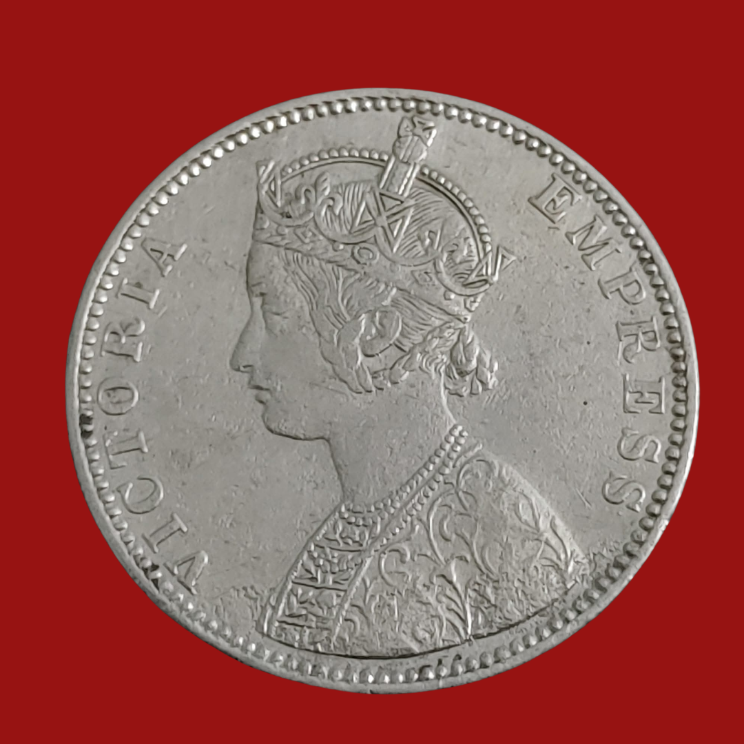 Rs 1 Silver Coin 1889 British India - Victoria Empress - Collection Bazzar