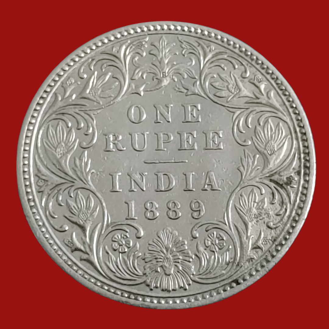Rs 1 Silver Coin 1889 British India - Victoria Empress - Collection Bazzar