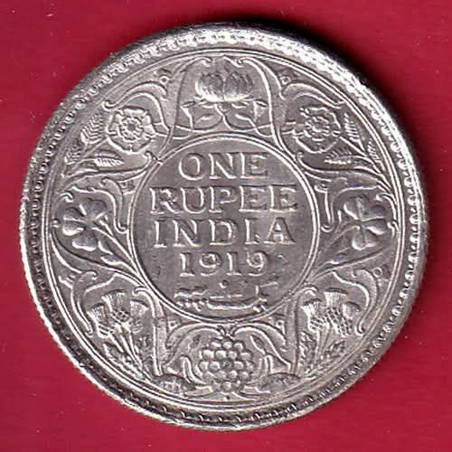 BRITISH INDIA 1919  BOMBAY MINT GEORGE VI KING ONE RUPEE SILVER COIN - Collection Bazzar