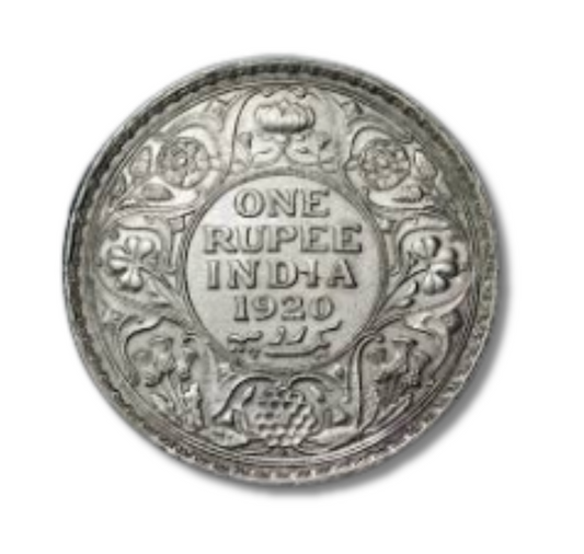 One rupee George V king 1920 silver coin - Collection Bazzar