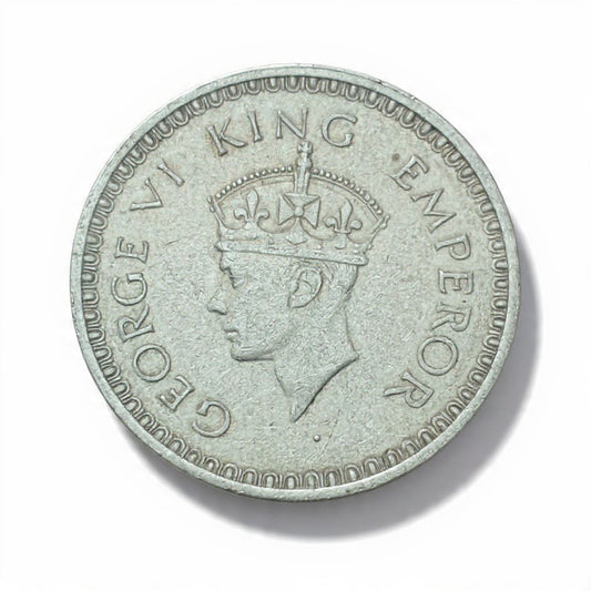 Rs 1 Silver Coin 1943 British India - George VI King Emperor Rare - Collection Bazzar