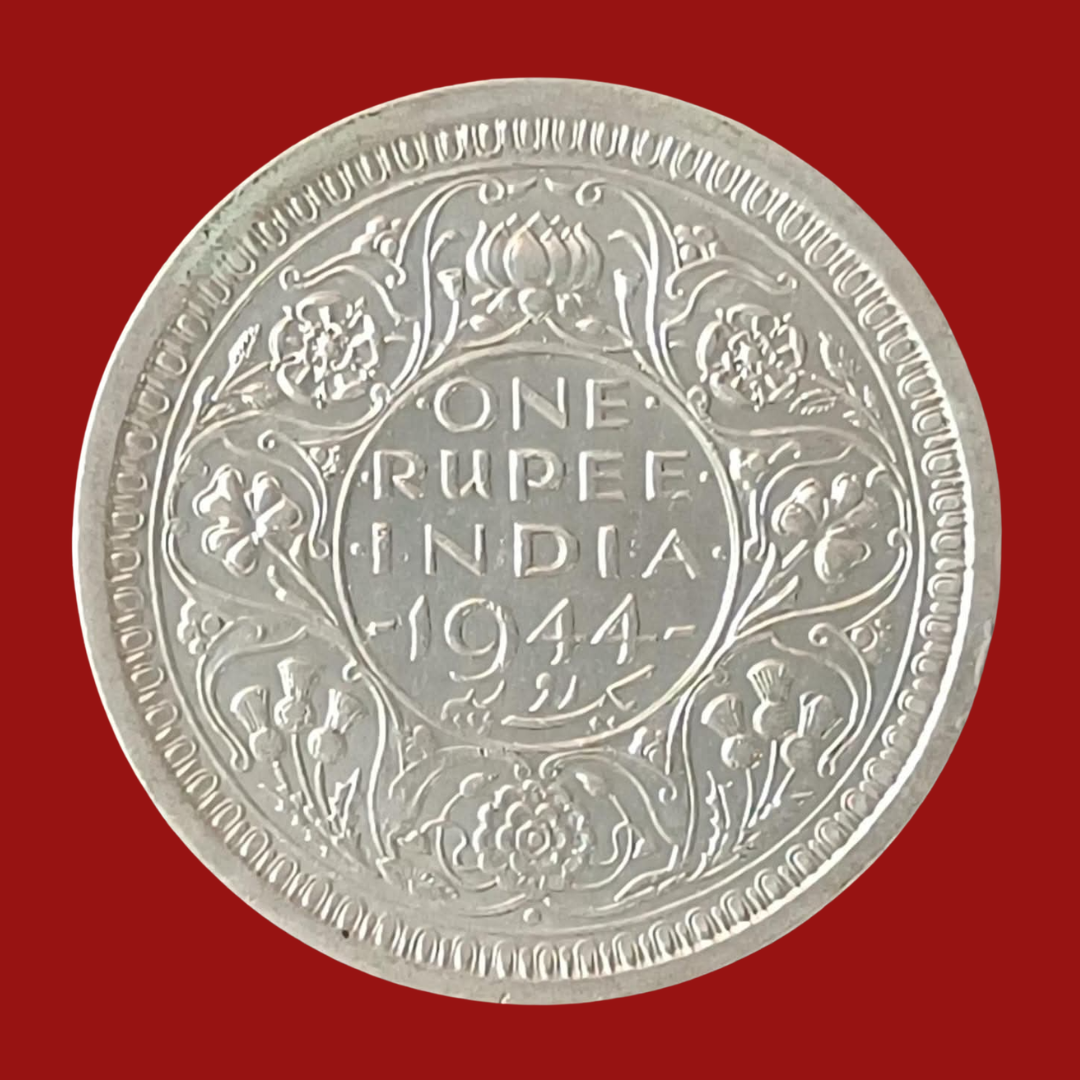 Rs 1 Silver Coin 1944 George VI King Emperor British India Coin Rare - Collection Bazzar