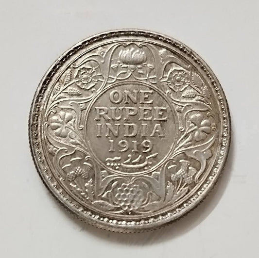 Rs 1 Coin One Rupee 1919 George V King Emperor Good Condition - Collection Bazzar