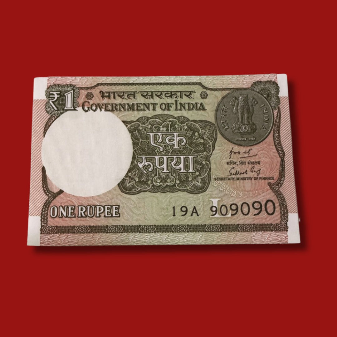 Rs 1 Telescopic Note 909090 Tripling Number Collectible - Collection Bazzar