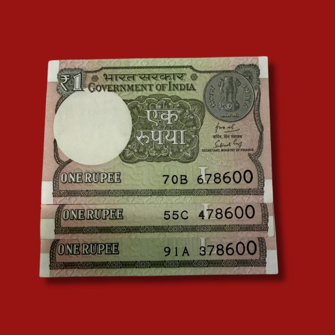 Rs 1 Telescopic Note Middle 786 Holy Number 3 Notes Lot - Collection Bazzar