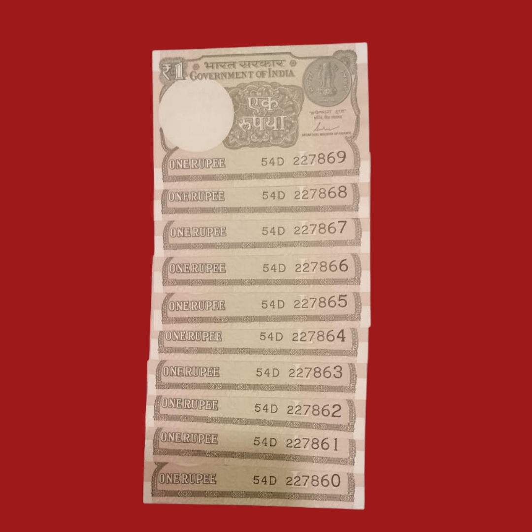 Rs 1 Telescopic Note Set 227860-227869 Middle 786 Collectible - Collection Bazzar