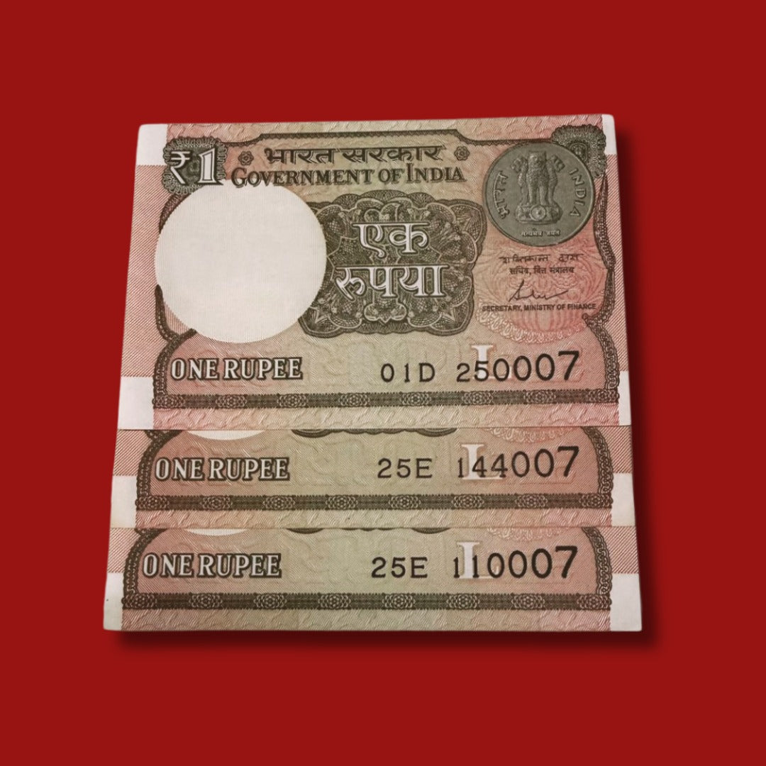 Rs 1 Telescopic Number Ending 007 James Bond No 3 Notes Lot - Collection Bazzar