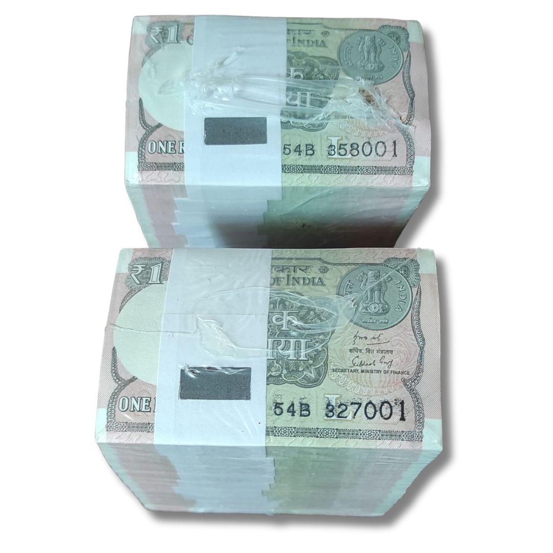 Rs 1 note rim 1000 notes year 2017 2018 consecutive serial RBI sealed pack collectible India
