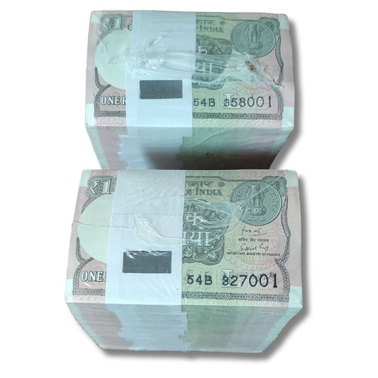 Rs 1 note rim 1000 notes year 2017 2018 consecutive serial RBI sealed pack collectible India
