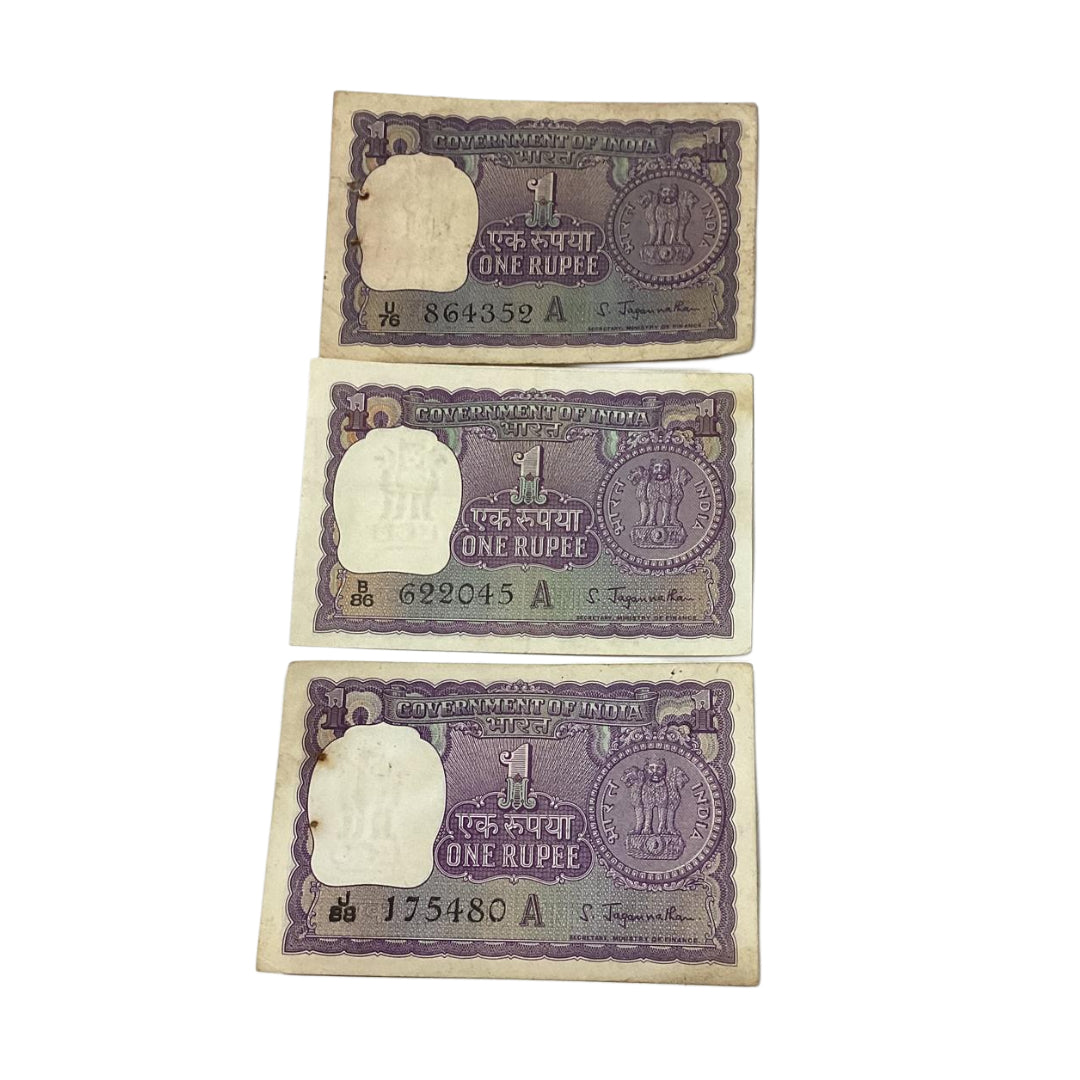Rs 1 big coin 3 notes  finance secretary s jaganathan rare collectible - Collection Bazzar