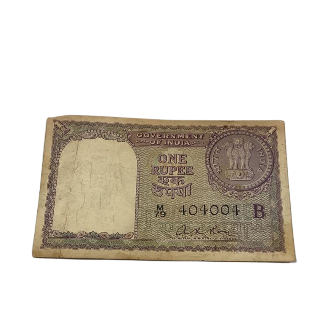 Rs 1 big coin 404004 fancy number year 1957 governor a k roy rare collectible - Collection Bazzar