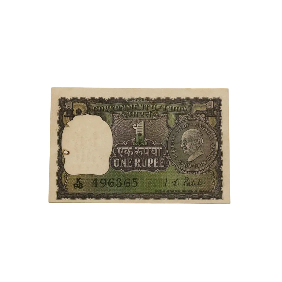 Rs 1 gandhi issue 496365 ending 365 in a year gov I G patel rare collectible - Collection Bazzar