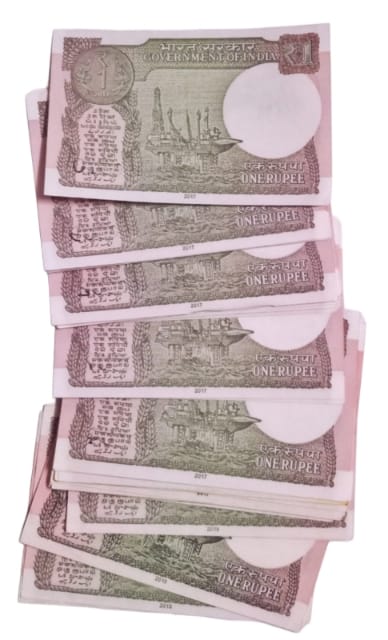 Rs 1  lot of 40  notes  semi fancy numbers - Collection Bazzar