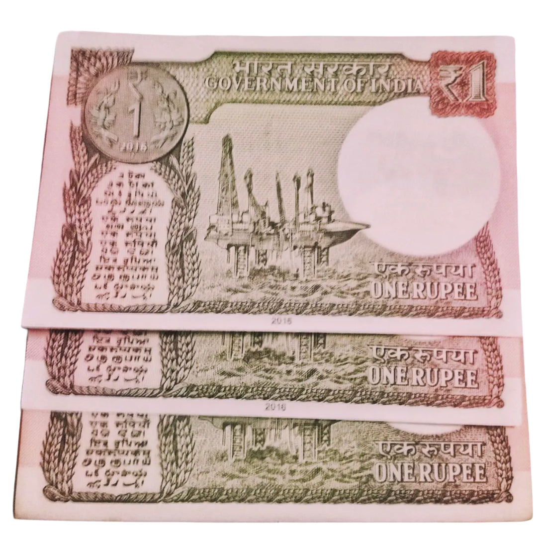 Rs 1 new same lower number 3 notes set 000712 very hard to collect - Collection Bazzar