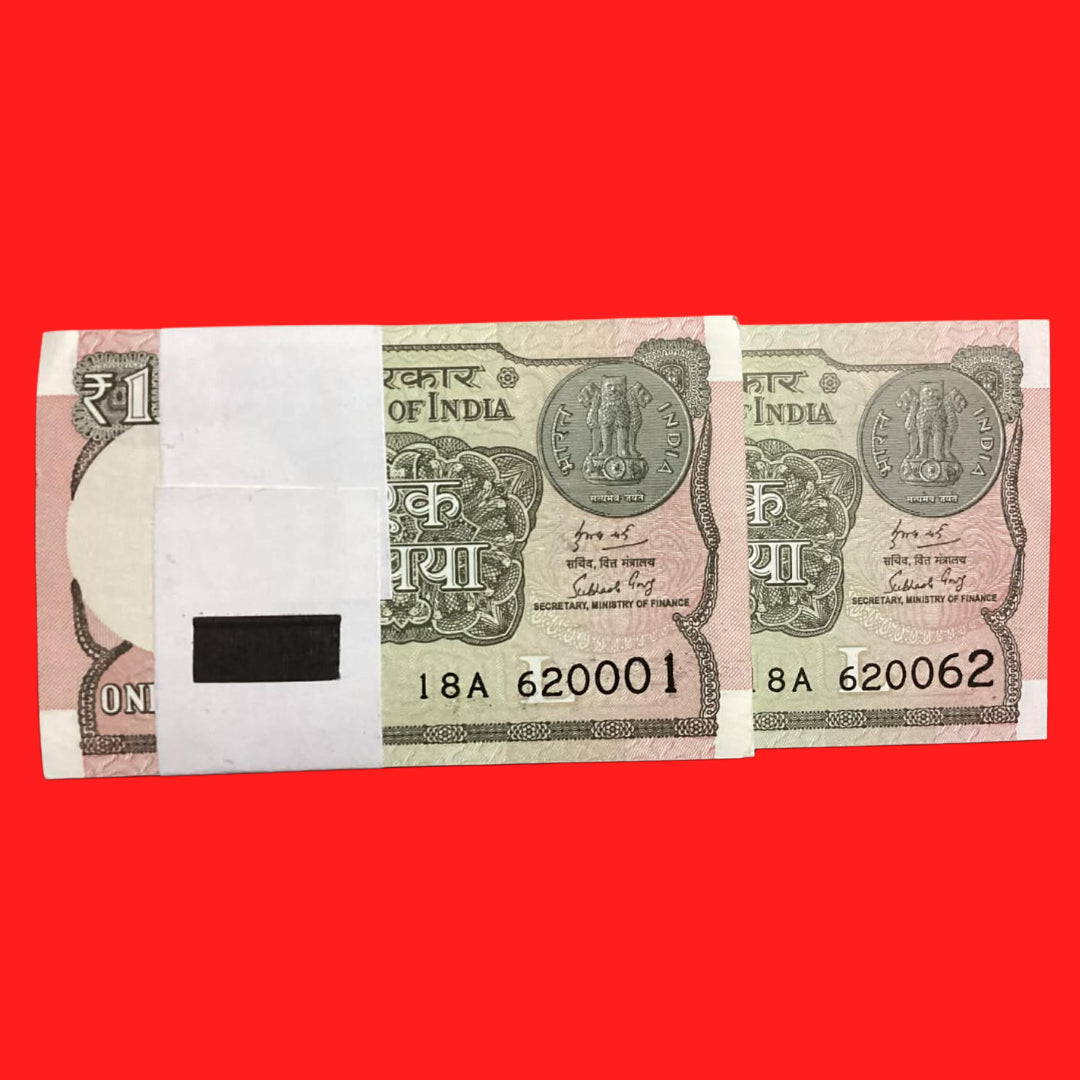 Rs 1 new semi fancy packet 18A 620001-620100 2018 year - Collection Bazzar