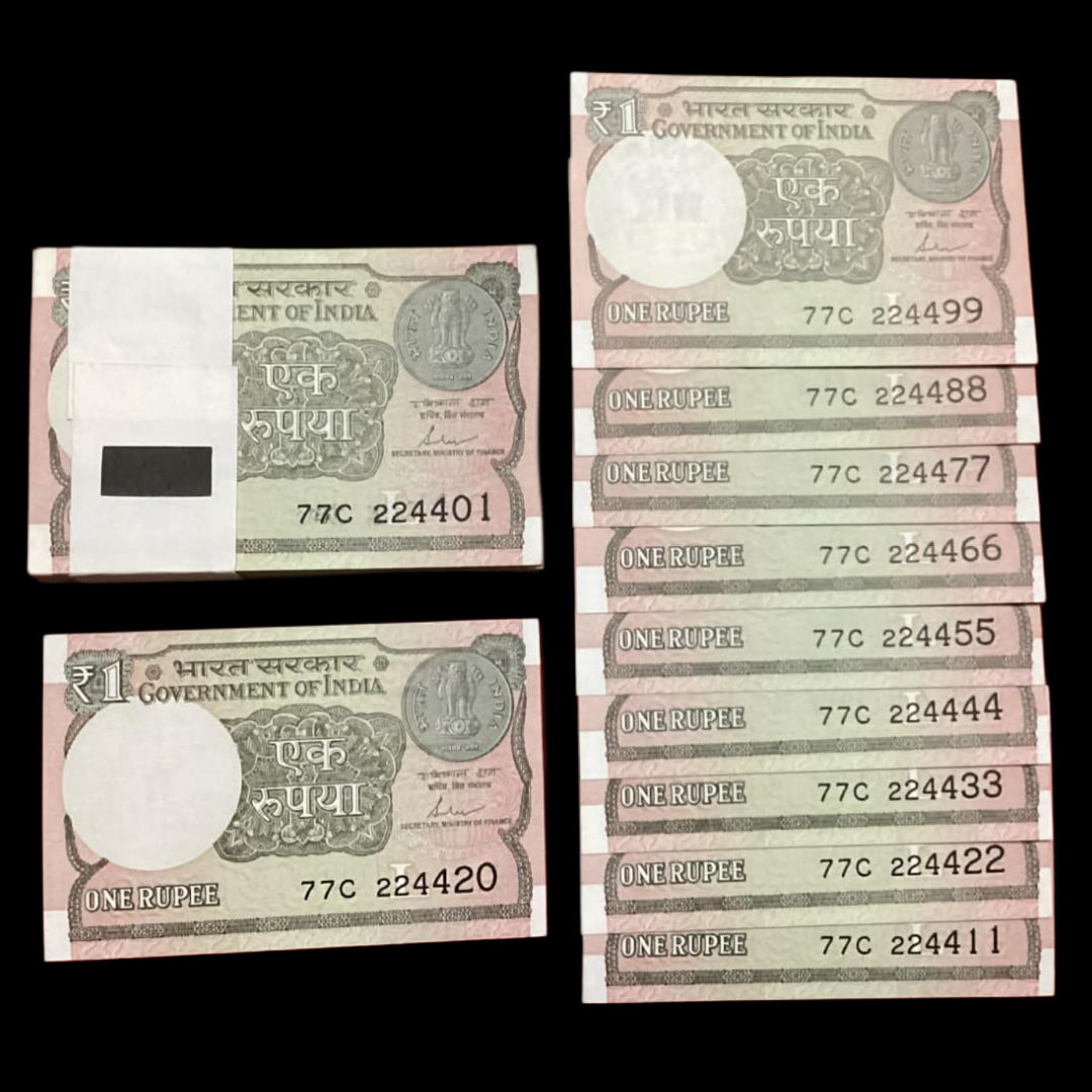 Rs 1 new semi fancy packet serial no 77C 224401 Excellent for collection - Collection Bazzar