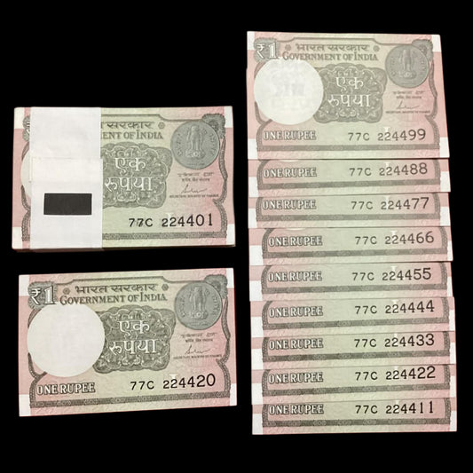 Rs 1 new semi fancy packet serial no 77C 224401 Excellent for collection - Collection Bazzar