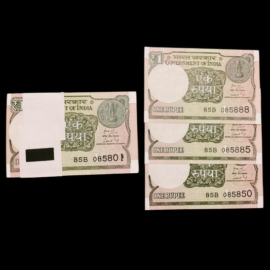Rs 1 new semi fancy packet three times 85 (85B 085801) - Collection Bazzar