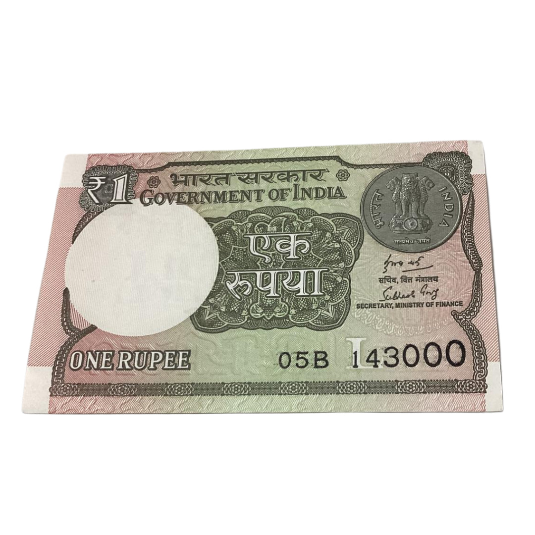 Rs 1 note 143000 I love you number finance secretary subhash garg rare collectible - Collection Bazzar