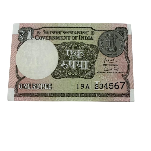 Rs 1 note 19 A 234567 (1234567) straight ladder rare collectible - Collection Bazzar