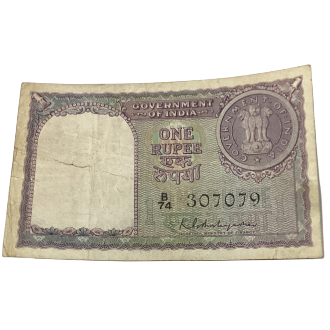 Rs 1 note 307079 governor k g ambagaonkar rare collectible - Collection Bazzar