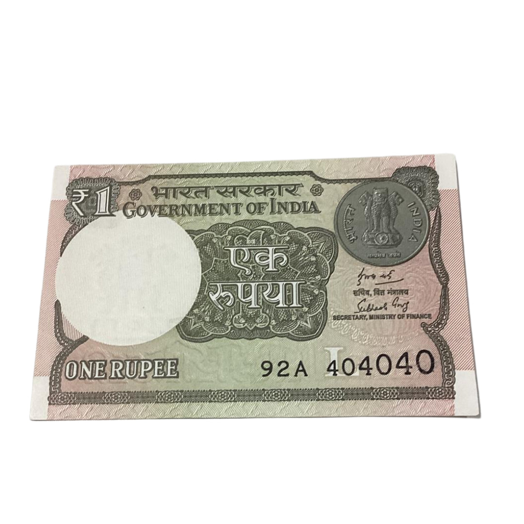 Rs 1 note 404040 tripling number finance secretary subhash garg rare collectible - Collection Bazzar