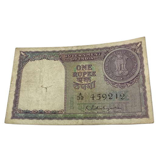 Rs 1 note 459212 governor k g ambagaonkar rare collectible - Collection Bazzar