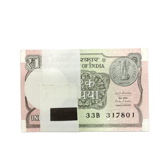 Rs 1 note packet 317801 reverse 108 holy number rare collectible - Collection Bazzar