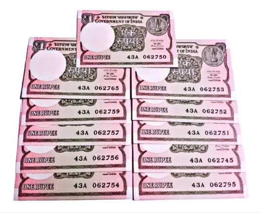 Rs 1 notes (01234567 jumbled ladder) 11 notes year 2016 - Collection Bazzar
