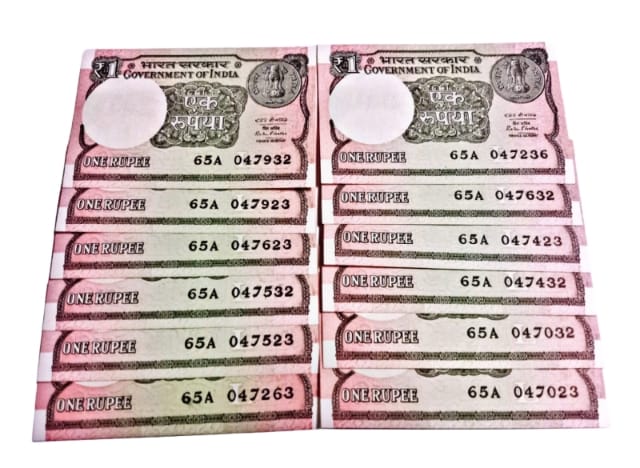 Rs 1 notes (01234567 jumbled ladder) 12 notes year 2016 - Collection Bazzar
