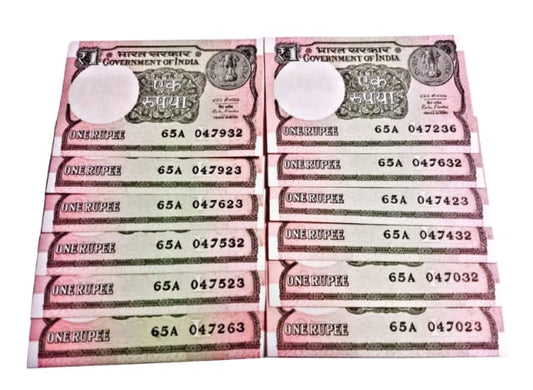 Rs 1 notes (01234567 jumbled ladder) 12 notes year 2016 - Collection Bazzar