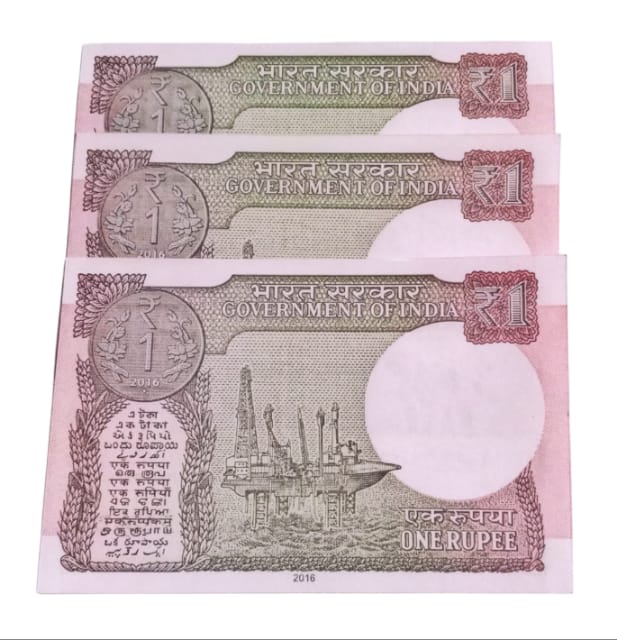 Rs 1 notes (012345678 jumbled ladder) 3 notes year 2016 - Collection Bazzar