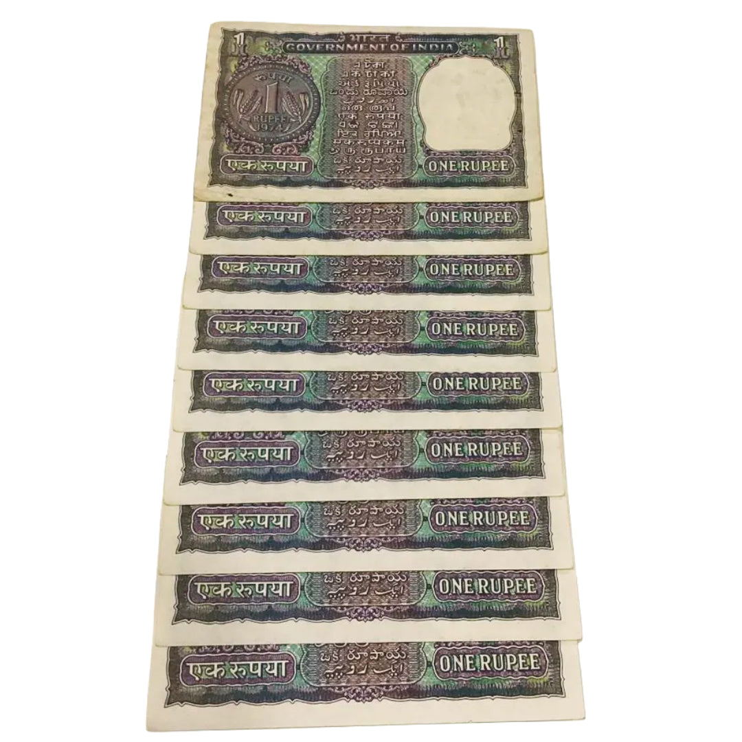 Rs 1 old KS Kaur Semi Fancy set 333301-333310(333303 missing) rare 9 notes set - Collection Bazzar