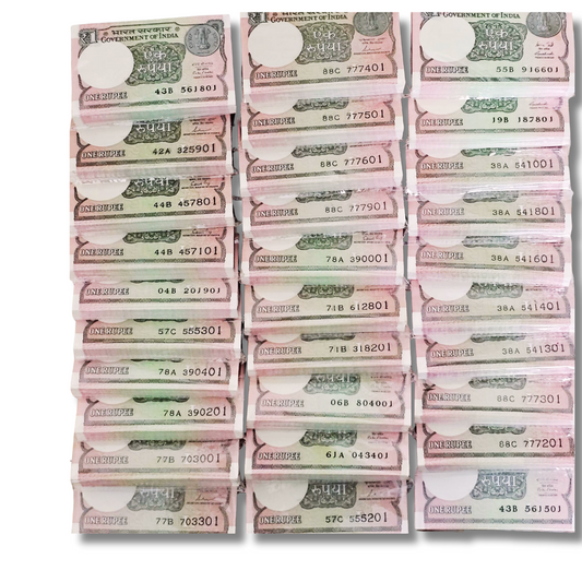 Rs 1 bank note india serial packet 100 note fresh condition each packet - Collection Bazzar