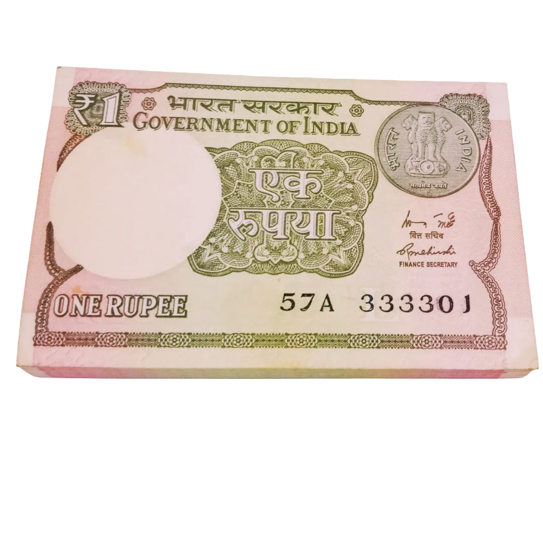 Rs 1  solid number packet 333301-333400(all 333333 missing)2015 year - Collection Bazzar
