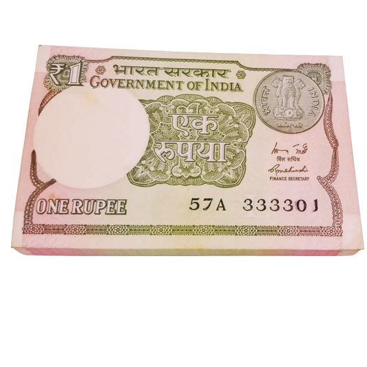 Rs 1  solid number packet 333301-333400(all 333333 missing)2015 year - Collection Bazzar