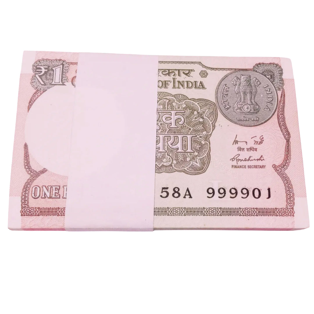Rs 1 solid number packet 999901-999998(all 999999/1000000 missing)2015 year - Collection Bazzar