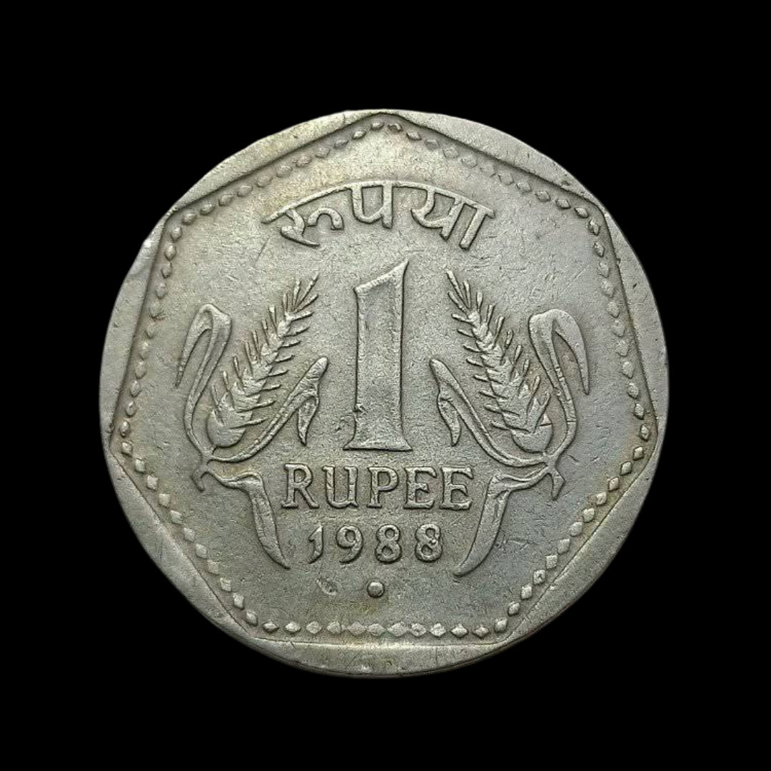 Rs 1 wheat coin noida mint year 1988 - Collection Bazzar