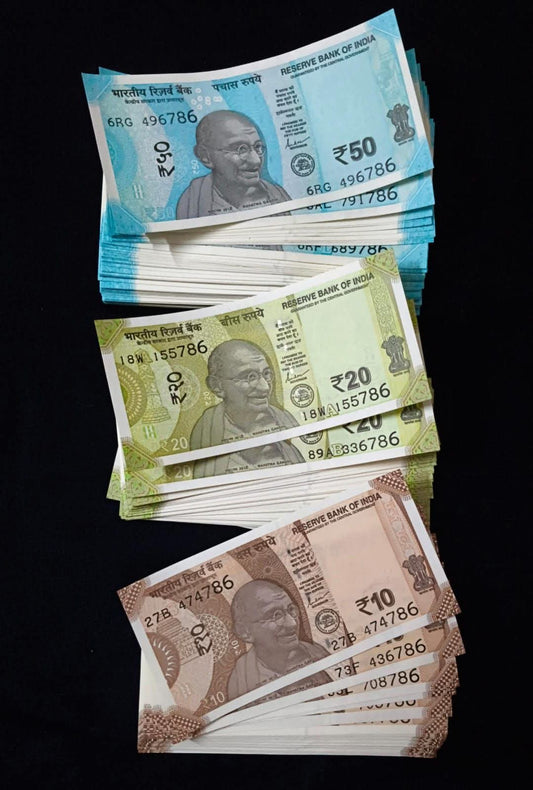 Rs 10 20 50. Ending 786  all type 10 .10 note total note 30 note - Collection Bazzar